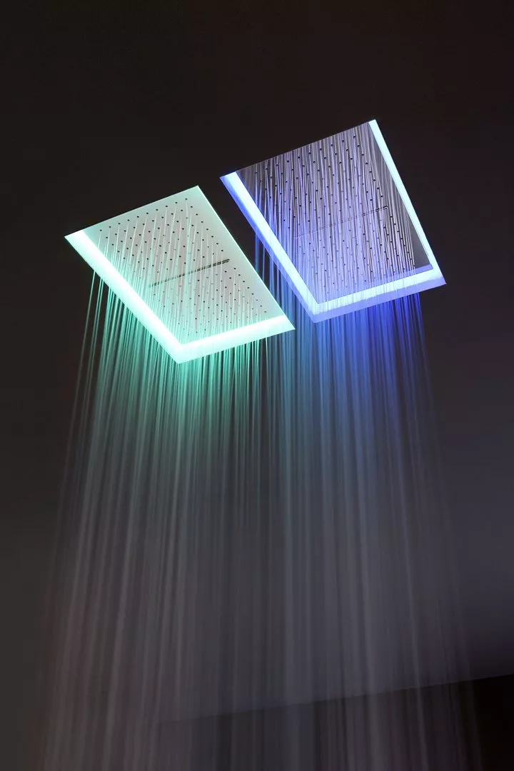 antoniolupi METEO 2C Decken-Einbaukopfbrause mit Wasserfall mit LED, edelstahl poliert/weiß-METEO2C_BAL