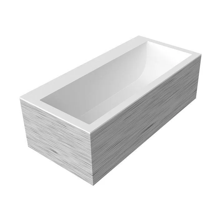 antoniolupi BIBLIO Badewanne mit Armaturenrand hinten mit Holzverkleidung, 170x80x53,5cm, rovere naturale, Ablaufgarnitur weiß matt-BIBLIO24_ROVERE_NATURALE