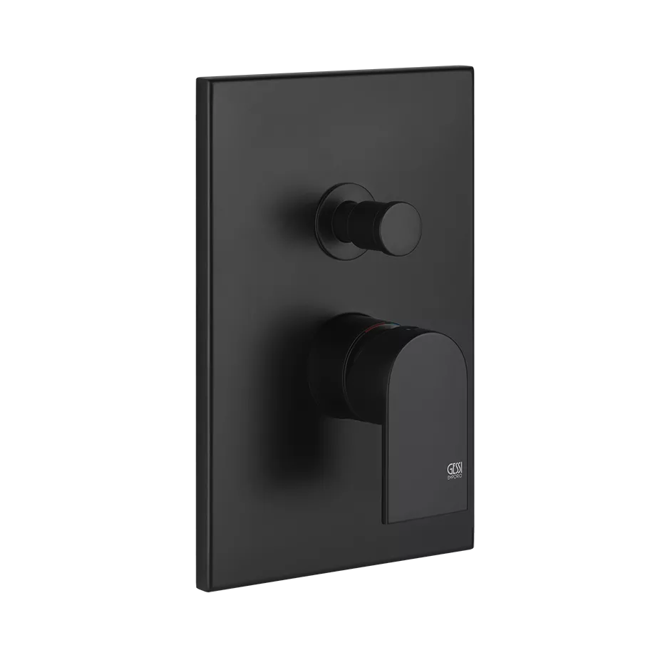 Gessi VIA MANZONI Fertigmontageset für Unterputz-Einhebelmischer für die Dusche/Wanne, mit automatischem 2-Wege-Umsteller zum Ziehen, Durchmesser Kartusche: 35mm, schwarz matt - 44634299