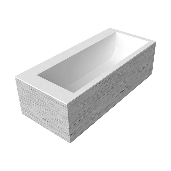 antoniolupi BIBLIO Badewanne mit 2 Armaturenrändern mit Holzverkleidung, 180x80x53,5cm, Version links, rovere naturale, Ablaufgarnitur weiß matt-BIBLIO34_ROVERE_NATURALE_SX