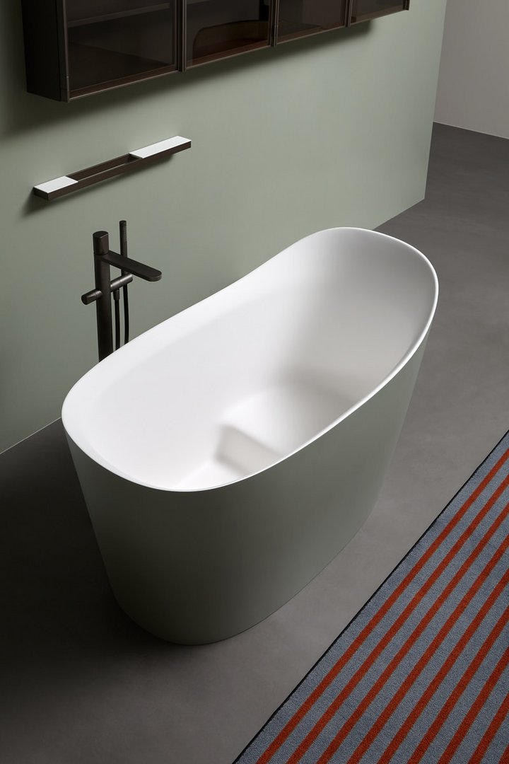 antoniolupi MASTELLO Sitzbadewanne aus Flumood®, Breite: 135cm, Tiefe: 75cm, Höhe: 87cm, innen weiß matt, außen lackiert nach antoniolupi Farbkarte-MASTELLO-5-DIV
