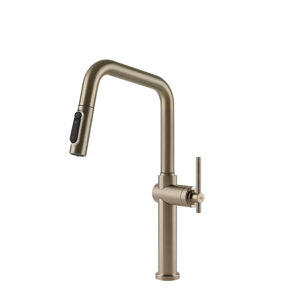 Gessi HABITO FILTERED Einhebelmischer mit Schwenkarm und Auszugsbrause mit 2 Strahlfunktionen, mit Filterwasserfunktion, zur Kombination mit dem Filtrationskit 01595, Finox Optik - 60852149
