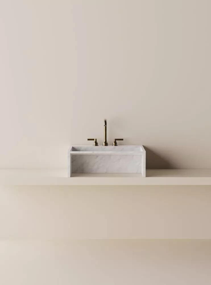 Agape FACE À FACE rechteckiges Aufsatzbecken aus Naturstein mit 3 Hahnlöchern, Breite: 120cm, Tiefe: 50cm, Höhe: 20cm, bianco carrara - ACER5060A12-3MC Agape FACE À FACE rechteckiges Aufsatzbecken aus Naturstein mit 3 Hahnlöchern, Breite: 120cm, Tiefe: 50cm, Höhe: 20cm, bianco carrara - ACER5060A12-3MC