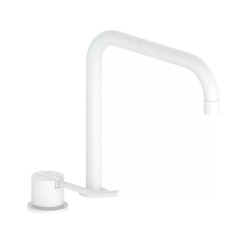 vola 590L Einhebelmischer ohne Ablaufgarnitur, Ausladung:200mm, Hebel:100mm, weiß matt-590L-28