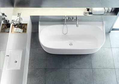 victoria + albert ELDON freistehende Badewanne zur Wandmontierung mit Armaturenrand, 174,9x85x60cm, weiß glänzend-ELD-N-SW-OF