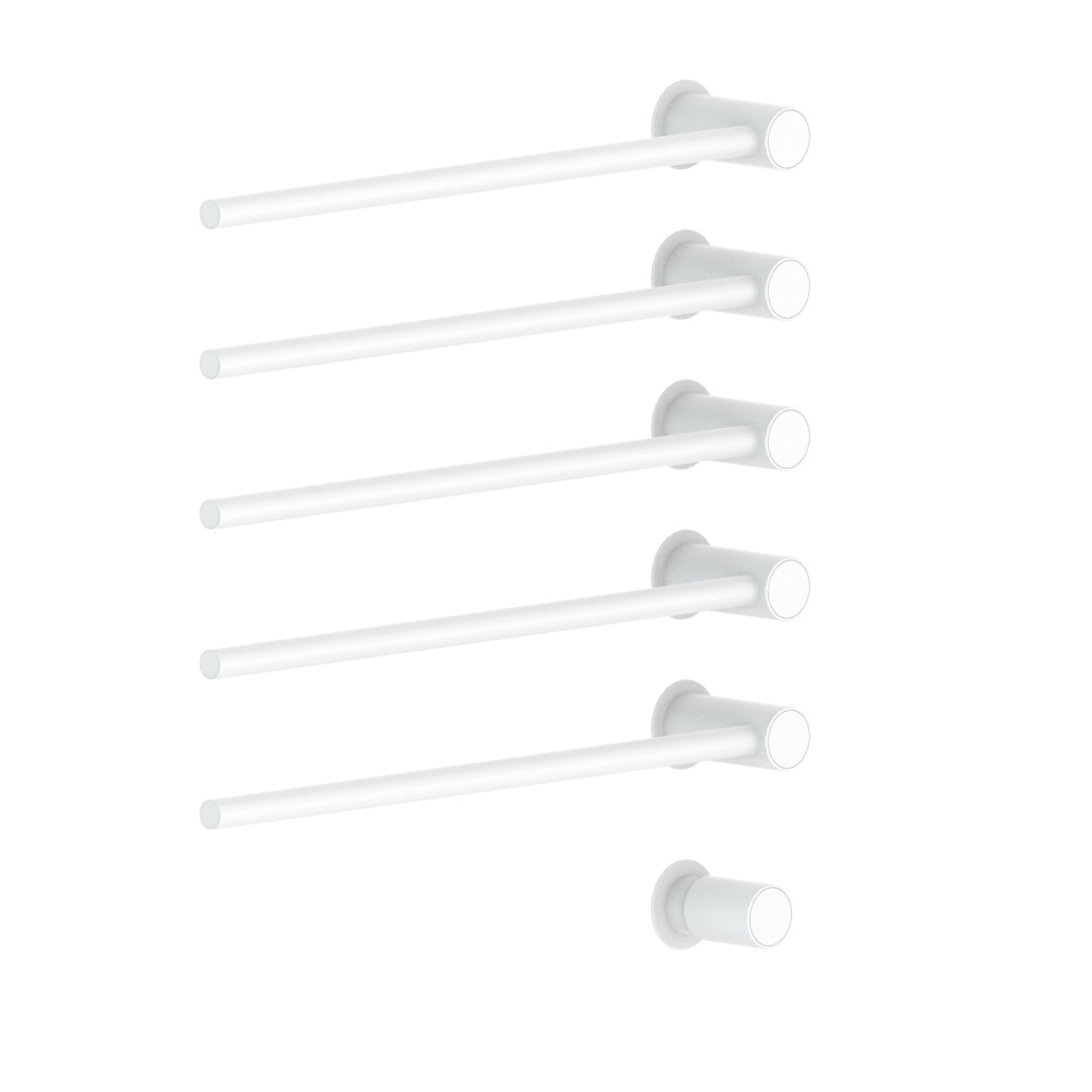 vola T39EL/5 Unterputz-Handtuchwärmer für Elektroanschluss, Breite: 555mm, mit 5 Heizstäben, inklusive Einbauteil, weiß matt - T39EL/5-28