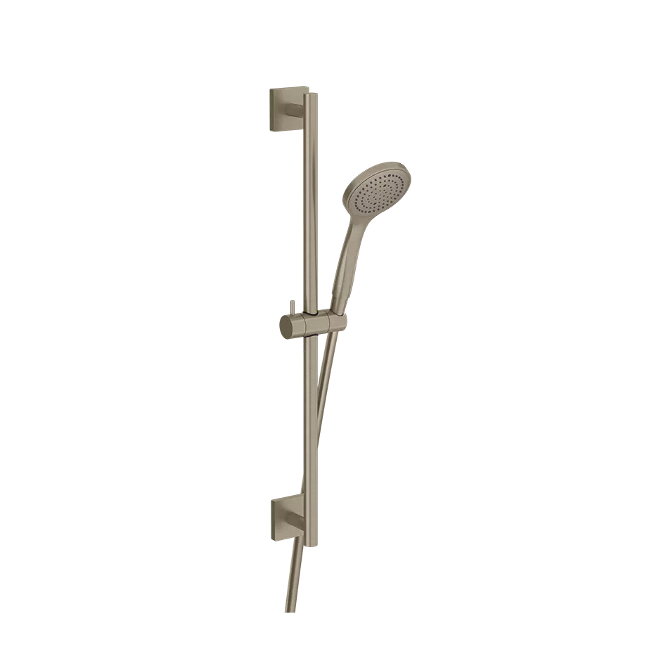 Gessi EMPORIO Brausestange zur Wandmontage, Stichmaß: 600mm, 1-Strahl, mit Schlauch 1,50m, Antikalk-Handbrause und quadratischer Rosette, 1/2 Anschluss, Finox Optik - 47314149