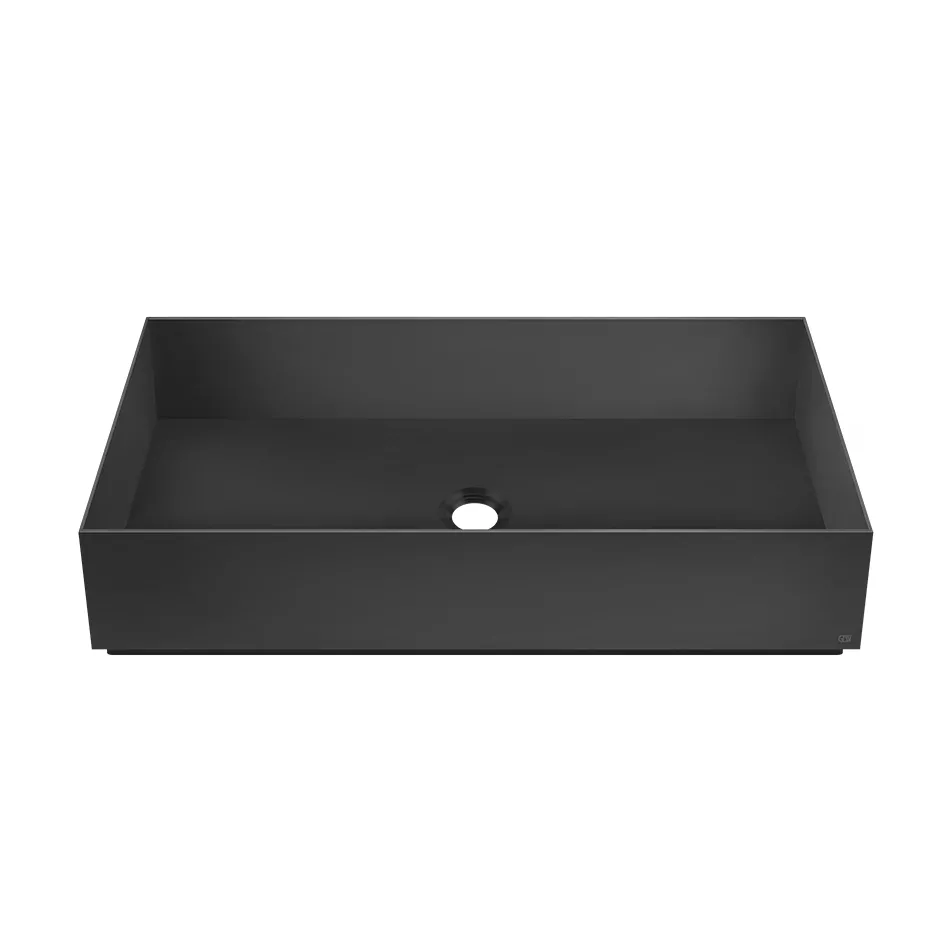 Gessi 316 rechteckiges Aufsatzbecken ohne Überlauf aus Edelstahl, Breite: 60cm, Tiefe: 35cm, Höhe: 12,5cm, passendes Ablaufventil 54599 separat bestellbar, schwarz matt - 54606299