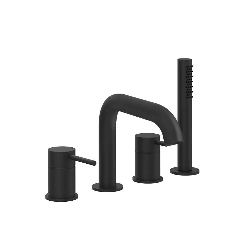 Gessi 316 4-Loch-Wannenarmatur zur Wannenrandmontage mit Auslauf, Ausladung: 165mm, Schlauch 1,50m, Umsteller, 2-Wege Umlenkkartusche und herausziehbarer Antikalk-Handbrause für separaten Wanneneinlauf, schwarz matt - 54037299 Gessi 316 4-Loch-Wannenarmatur zur Wannenrandmontage mit Auslauf, Ausladung: 165mm, Schlauch 1,50m, Umsteller, 2-Wege Umlenkkartusche und herausziehbarer Antikalk-Handbrause für separaten Wanneneinlauf, schwarz matt - 54037299