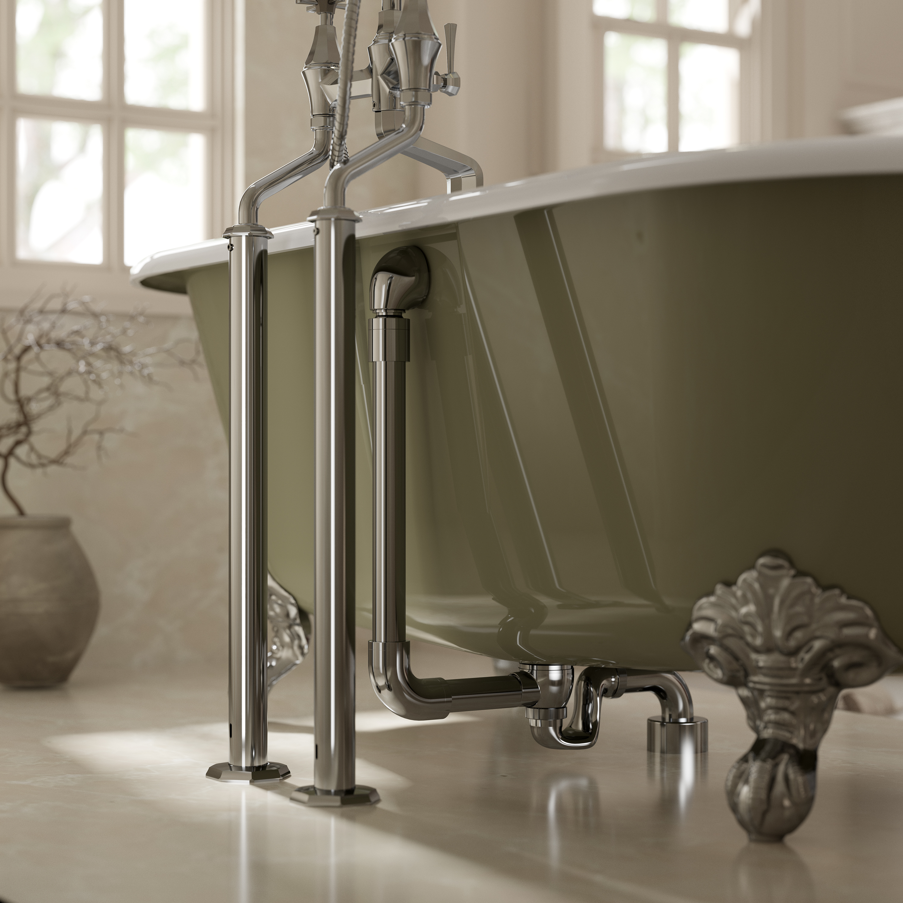 victoria + albert Kit 31 Ab- und Überlaufgarnitur mit Kette und Stöpsel für Wannen mit Überlauf-K-31-PC