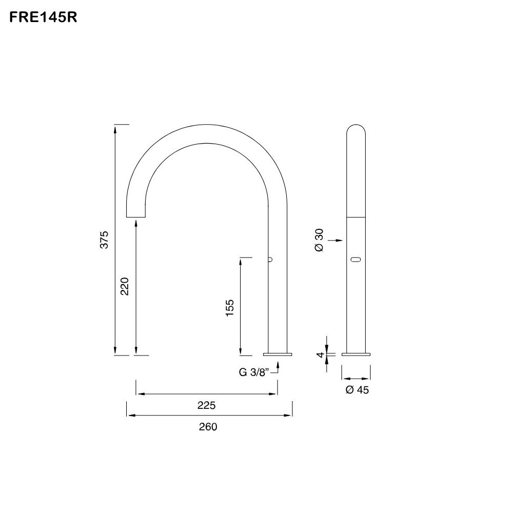 ceadesign FRE145RS schwenkbare Armatur mit Anwesenheits-Infrarot-Sensor, Ausladung: 225mm, edelstahl satiniert-FRE145RS