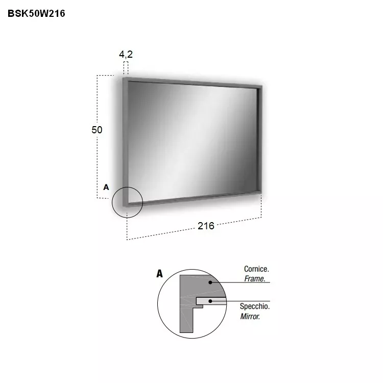 antoniolupi BESPOKE rechteckiger LED-Spiegel, 4000K-BSK50W216
