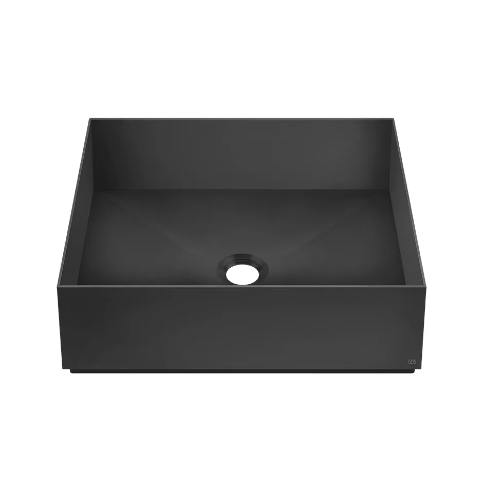Gessi 316 quadratisches Aufsatzbecken ohne Überlauf aus Edelstahl, Breite: 40cm, Tiefe: 40cm, Höhe: 12,5cm, passendes Ablaufventil 54599 separat bestellbar, schwarz matt - 54605299