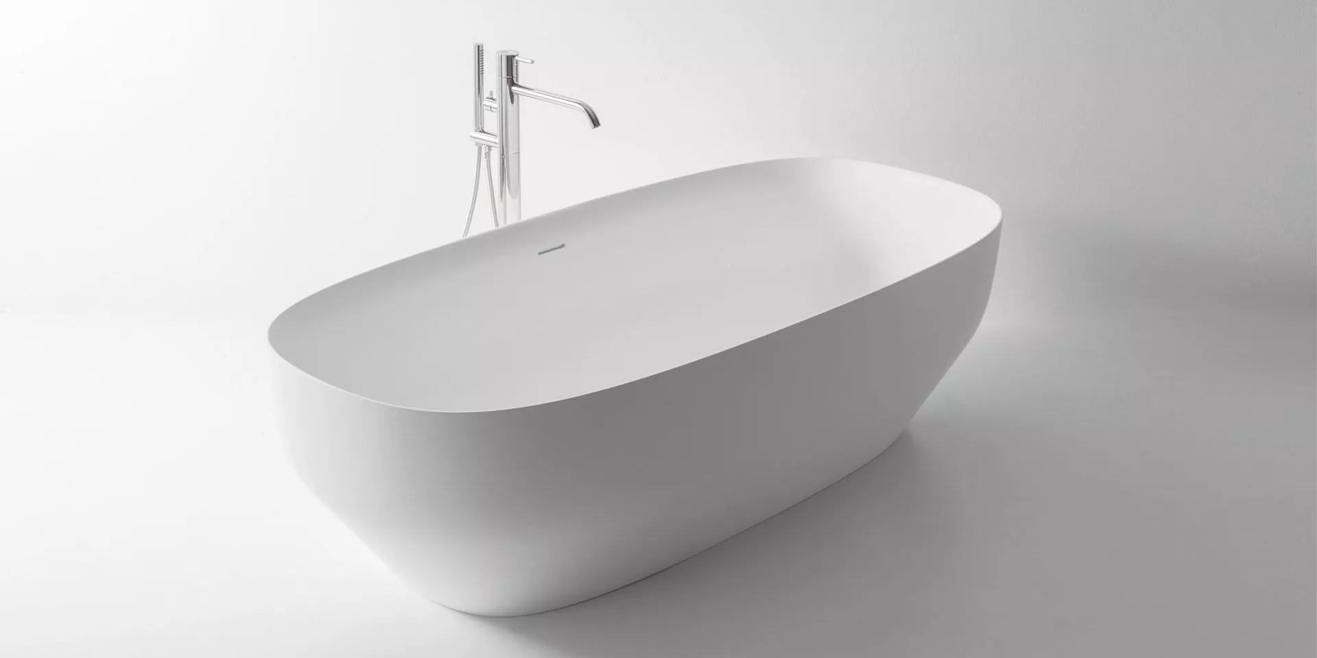 antoniolupi AGO freistehende Badewanne, 175x80x50cm, weiß matt, Ablaufgarnitur weiß matt-AGO4C