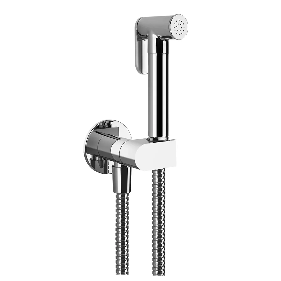 Gessi 316 Hygiene-Shut-Off-Handbrause mit Wandschlussbogen und Brausehalter zur Wandmontage, 1/2 Anschluss, chrom - 45126031