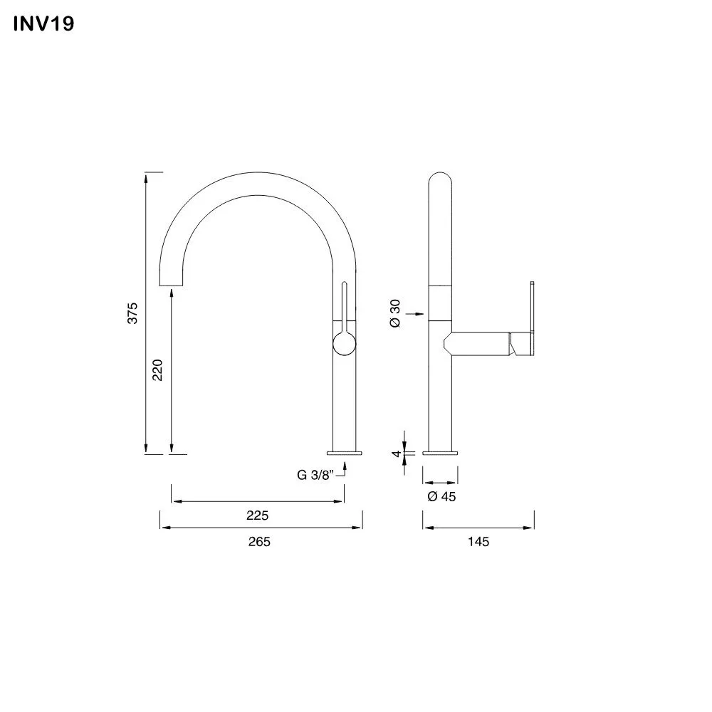 ceadesign INNOVO Einloch-Mischer mit schwenkbarem Auslauf, Ausladung: 225mm, edelstahl satiniert-INV19S