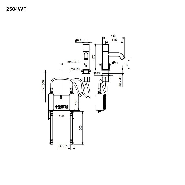 Fantini NOSTROMO berührungsloser Stand-Waschtisch-Eingriffmischer-50022504WF