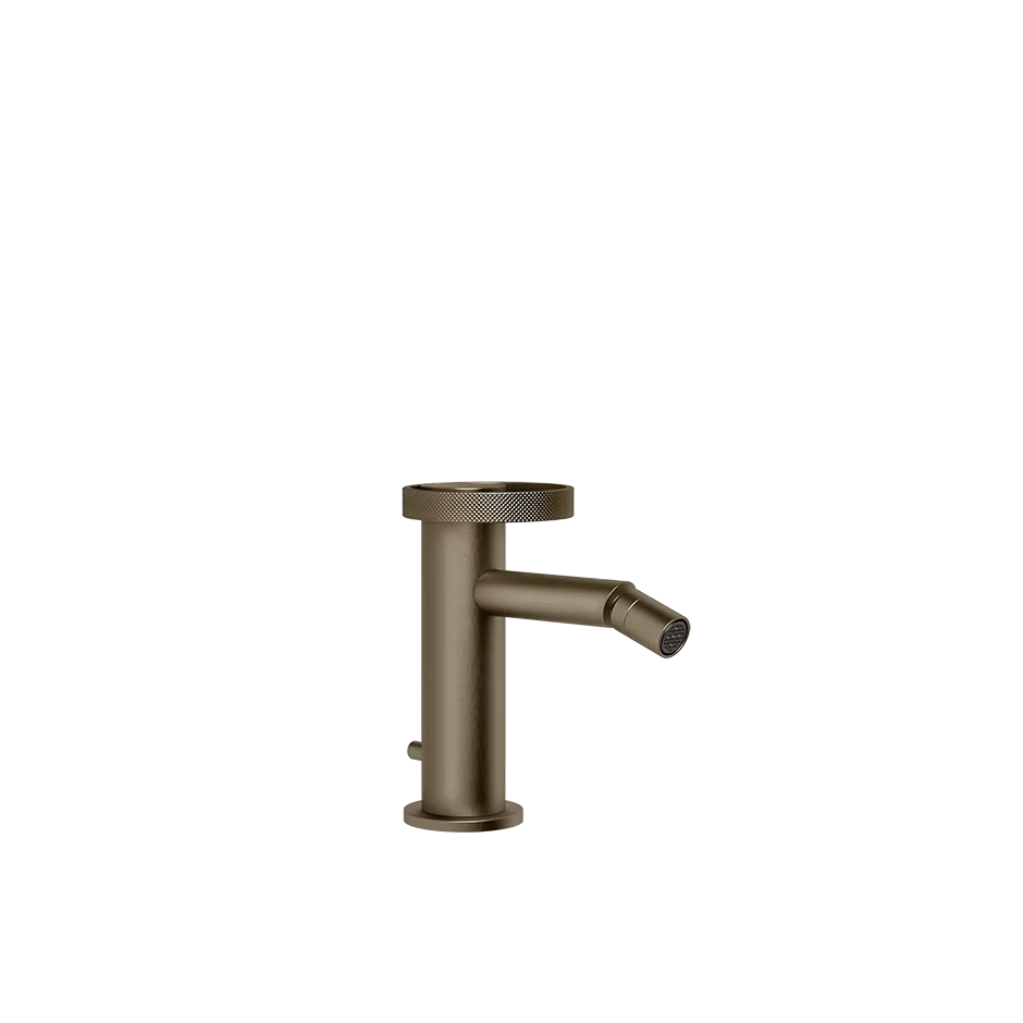 Gessi ANELLO Bidet-Einhebelmischer mit Auslauf zur Tischmontage, Ausladung: 113mm, mit Ablaufgarnitur, 3/8 Anschluss, coffee bronze gebürstet PVD - 63307761