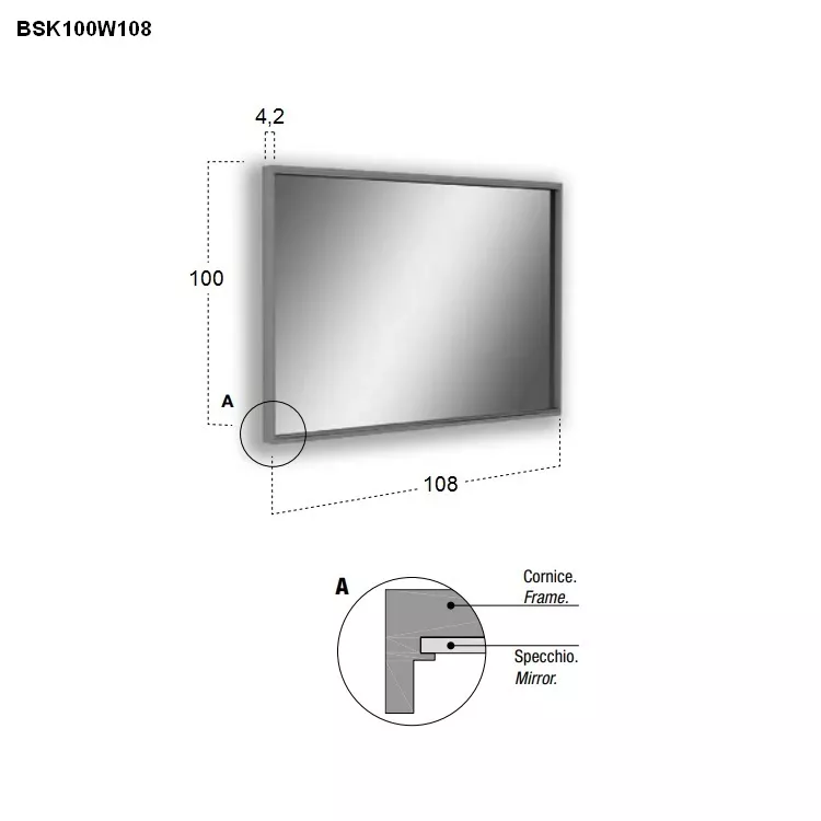 antoniolupi BESPOKE rechteckiger LED-Spiegel, 4000K-BSK100W108