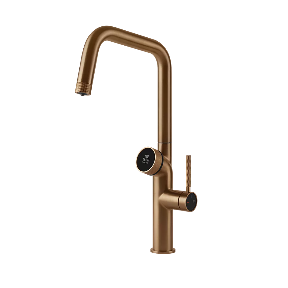 Gessi VITA GESSI Multifunktionsspender mit digitalem Wahlschalter und Einhebelmischer mit schwenkbarem Auslauf, zu kombinieren mit Kühleinheit 60802 und/oder Heißwassereinheit 60806, warmes bronze gebürstet PVD - 60721726