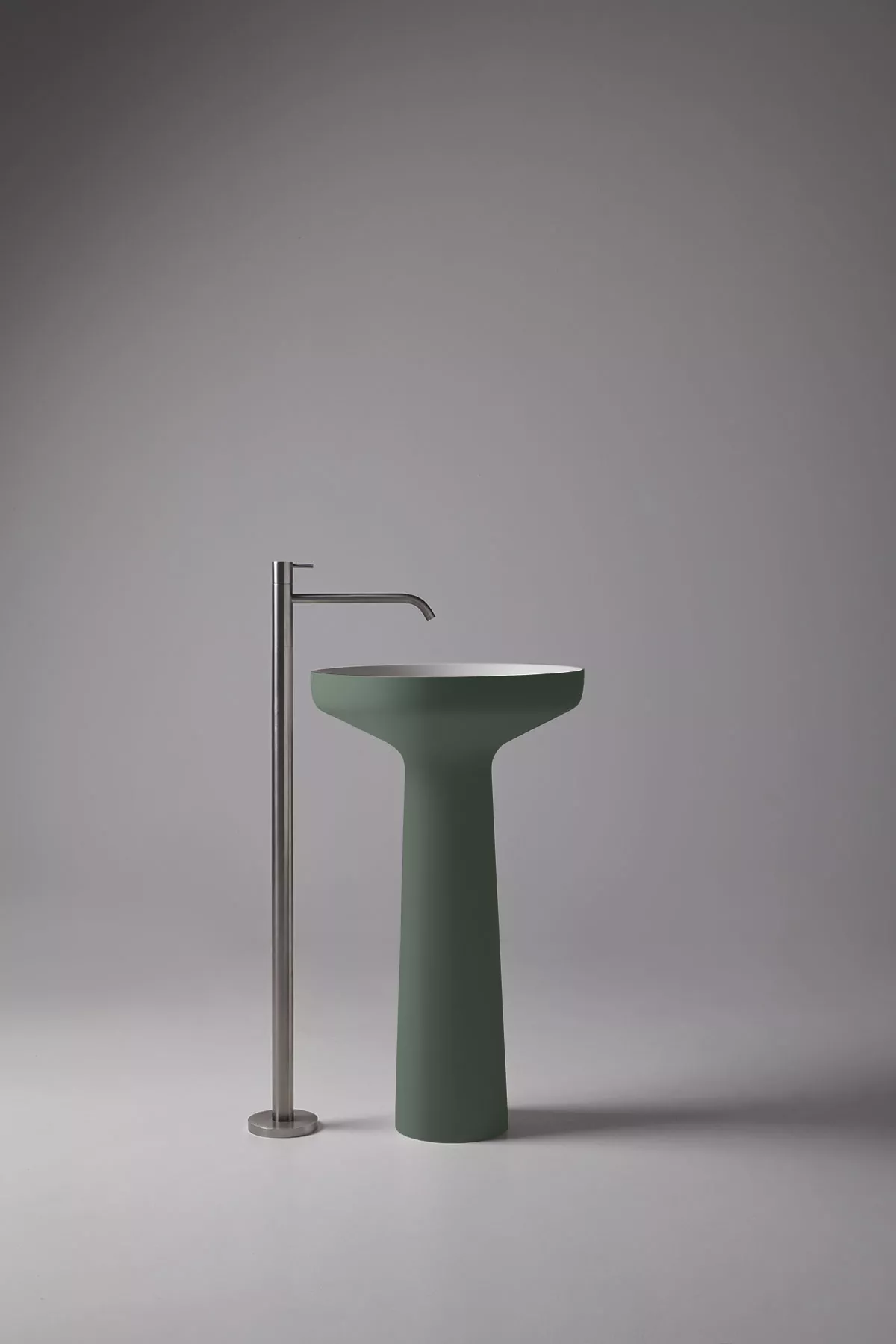 antoniolupi AGO freistehendes Waschbecken aus Flumood®, Durchmesser: 50cm, Höhe: 85cm, innen weiß matt, außen lackiert nach antoniolupi Farbkarte-AGO85-5-DIV