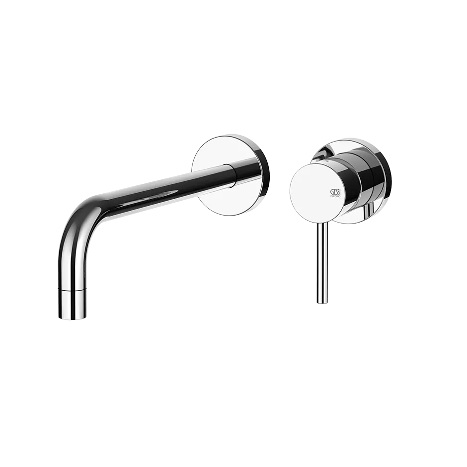 Gessi VIA TORTONA Fertigmontageset für Waschtisch-Einhebelmischer mit Auslauf zur Wandmontage, Ausladung: 205-225mm, ohne Ablaufgarnitur, chrom - 44825031