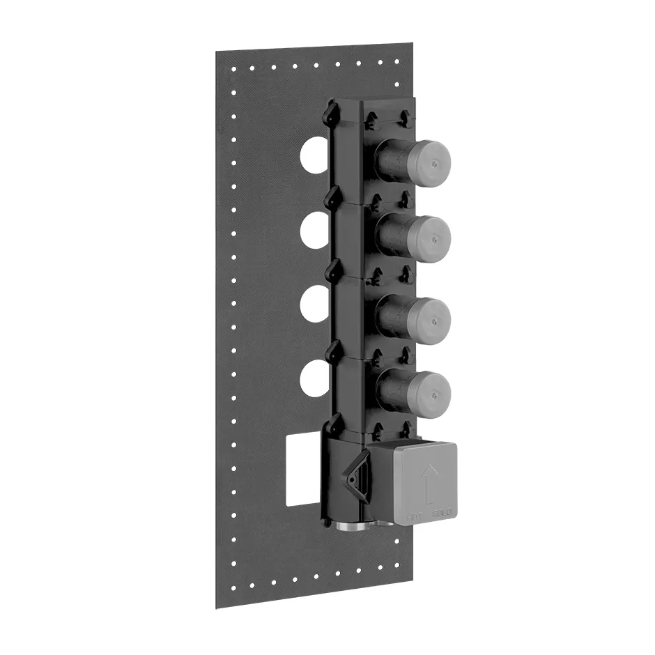 Gessi Unterputzkörper für 4-Wege-Hochleistungsthermostat zur Wandmontage, 3/4 Anschluss, Thermostatkartusche, Keramik-Ventile und Rückflussverhinderer, chrom - 43107031 Gessi Unterputzkörper für 4-Wege-Hochleistungsthermostat zur Wandmontage, 3/4 Anschluss, Thermostatkartusche, Keramik-Ventile und Rückflussverhinderer, chrom - 43107031