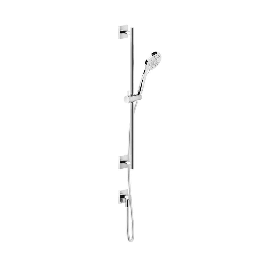 Gessi EMPORIO Brausestange zur Wandmontage, Stichmaß: 600mm, mit Wandanschlussbogen, Schlauch 1,50m, Antikalk-Handbrause und quadratischer Rosette, 1/2 Anschluss, chrom - 47320031
