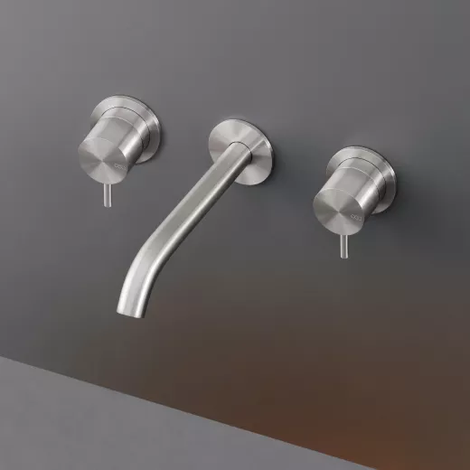 cea MIL 38 Wand-Waschtisch-Zweigriffmischer, Ausladung:185mm, edelstahl satiniert-MIL38S