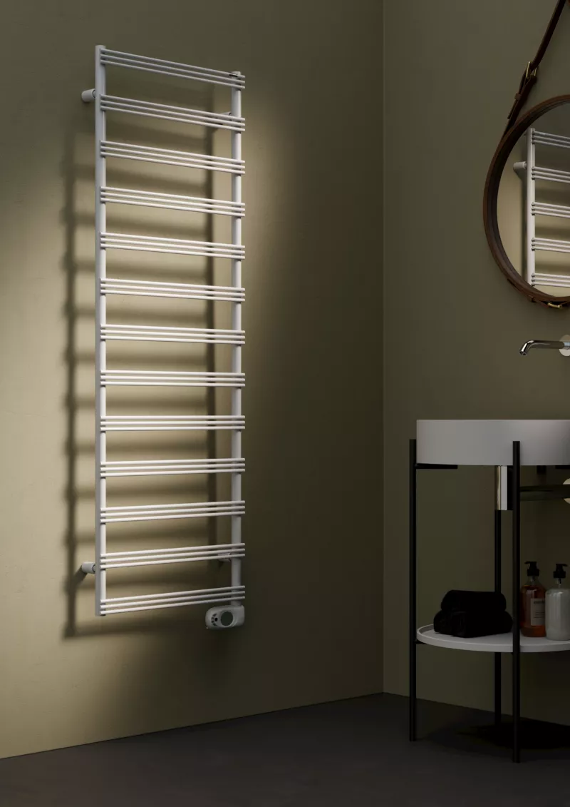 Tubes Radiatori SMART 10 elektrischer Handtuchwärmer mit Design-Verschlusskappe und Standard-Halterung, Breite: 40cm, Höhe: 77,5cm, lackiert nach Kategorie C0-SM10EL#080040T6ST-C0