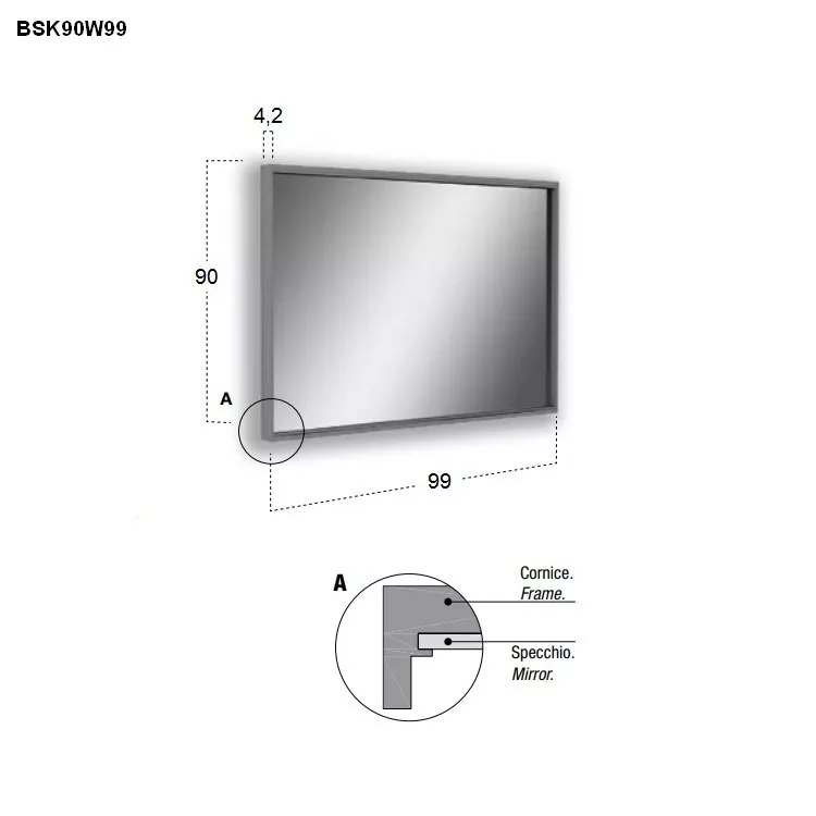 antoniolupi BESPOKE rechteckiger LED-Spiegel, 4000K-BSK90W99