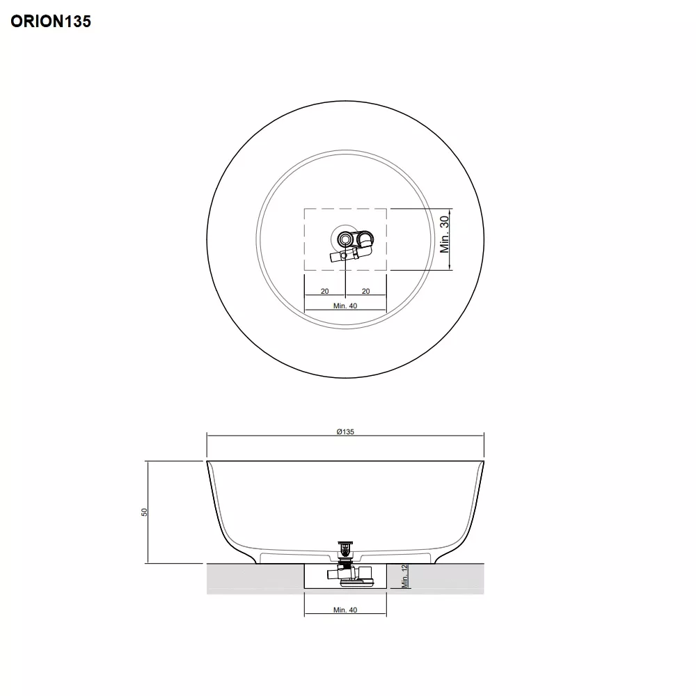 antoniolupi ORION freistehende Badewanne aus Cristalplant®, Durchmesser: 135cm, Höhe: 50cm, weiß matt - ORION135