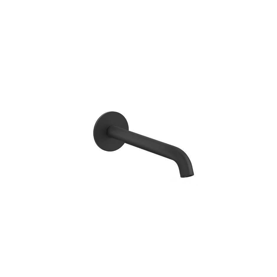 Gessi 316 Waschtisch-Auslauf zur Wandmontage für separaten Einhebelmischer oder Sensor, Ausladung: 201mm, 1/2 Anschluss, innenliegender Perlator M16,5x1, schwarz matt - 54110299