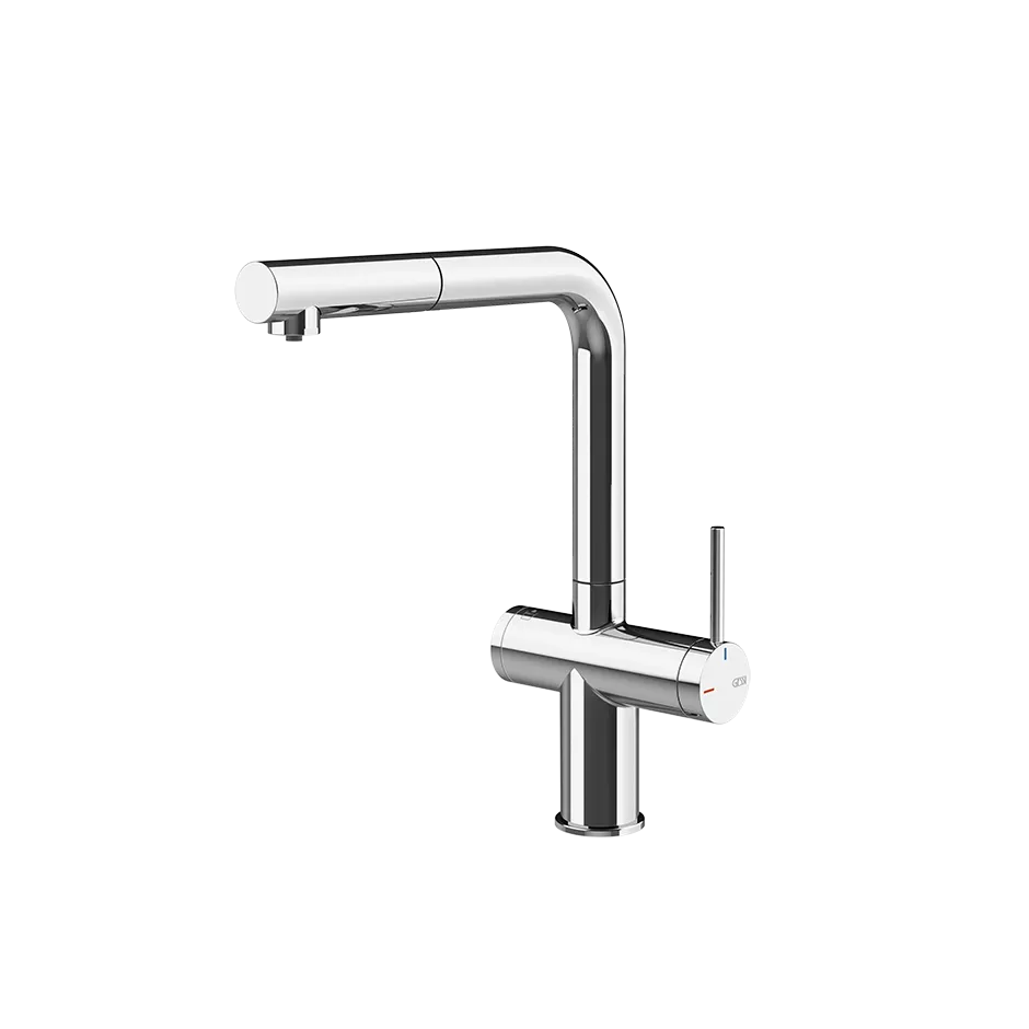 Gessi INEDITO FILTERED Einhebelmischer mit Schwenkarm und Auszugsbrause mit 1 Strahlfunktion, mit Filterwasserfunktion, zur Kombination mit dem Filtrationskit 01595, chrom - 60572031