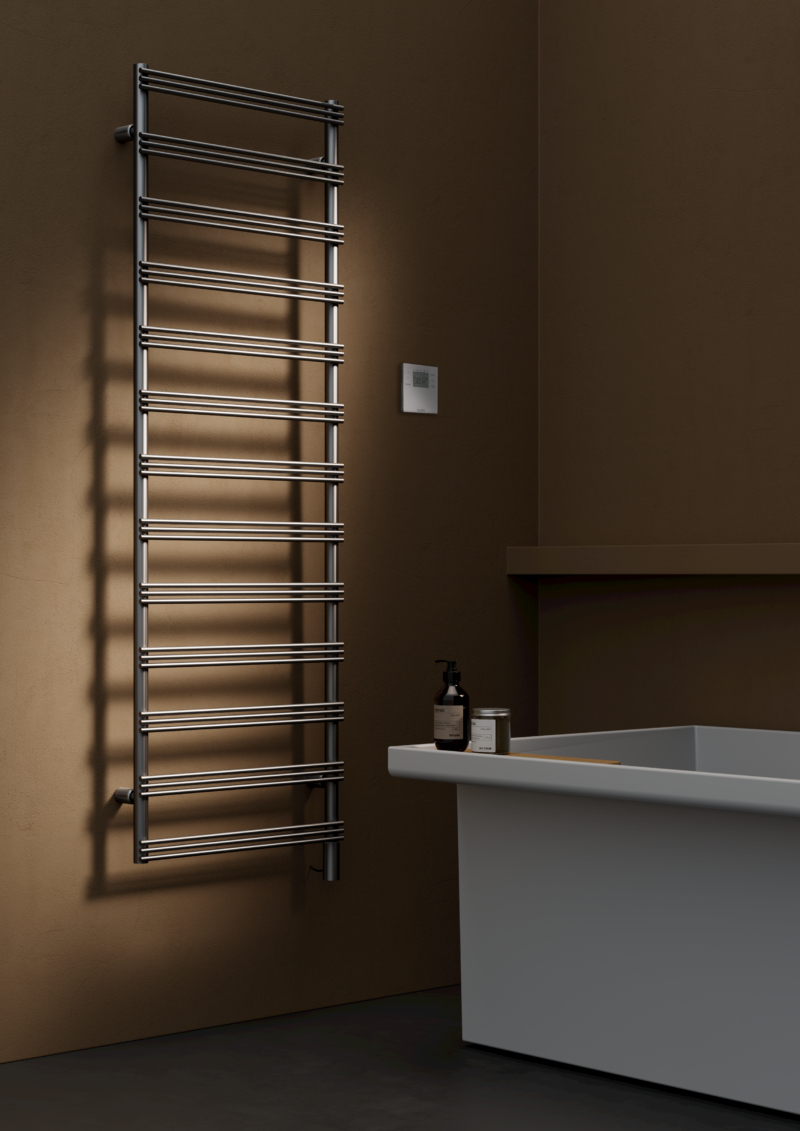 Tubes Radiatori SMART X elektrischer Handtuchwärmer mit Design-Verschlusskappe und Standard-Halterung, Breite: 40cm, Höhe: 77,5cm, edelstahl gebürstet-SM10XEL#080050T6STSPA