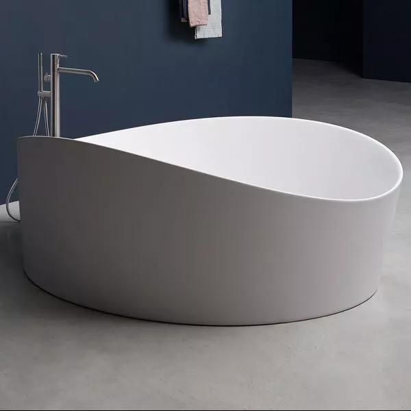 antoniolupi DUNE Badewanne, 172x168x64,5cm, weiß matt, Ablaufgarnitur schwarz matt-DUNE1FNO