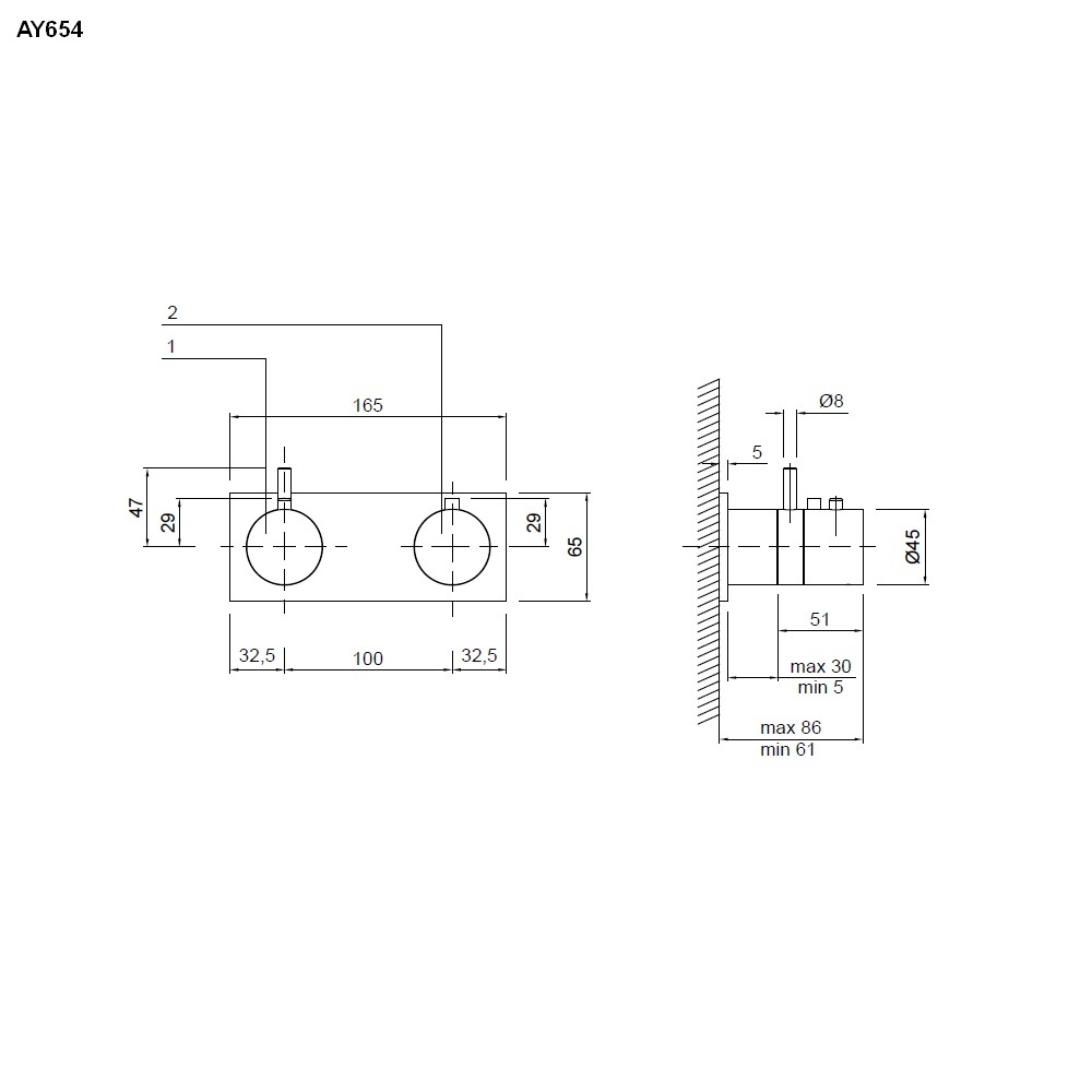 antoniolupi AYATI Unterputz-Brause-Thermostat mit 2-Wege-Umstellung, edelstahl satiniert-AY654RSA