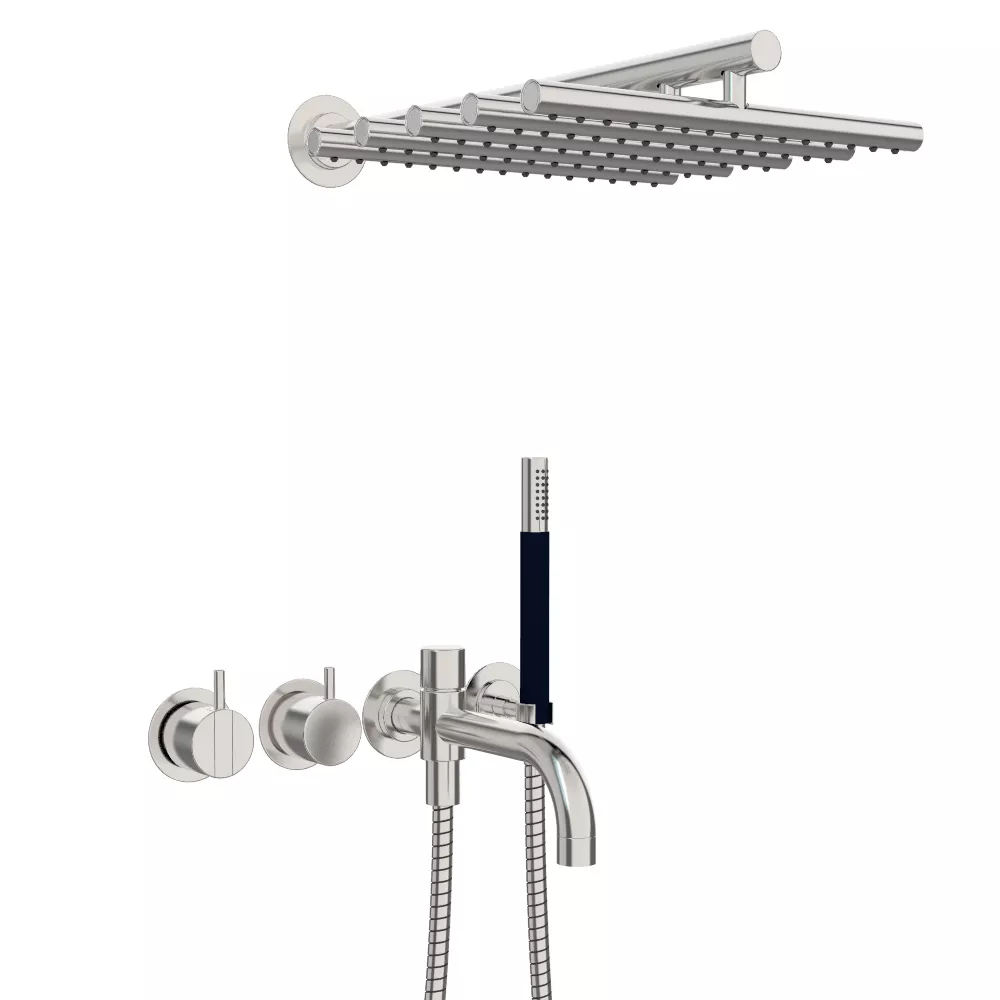 vola 2441DT8-051 UP-Wannen-Einhebelmischer mit 2-Wege-Umstellung, Ausladung:200mm, Wand-Regenbrause 050, Hebel:25mm, chrom-2441DT8-051-16
