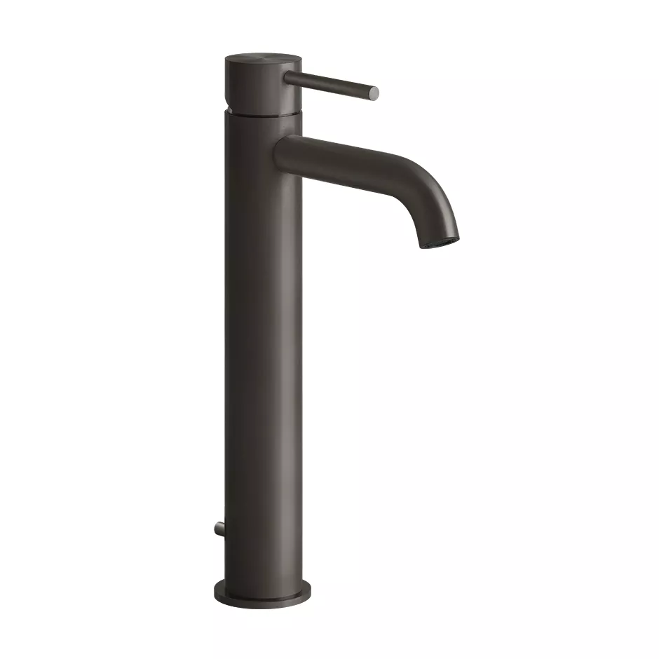 Gessi 316 FLESSA Waschtisch-Einhebelmischer mit Auslauf und Ablaufgarnitur zur Tischmontage, Ausladung: 122mm, 3/8 Anschluss, hohe Version, Griff-Stifte für Betätigung in 32mm und 61mm enthalten, metall schwarz gebürstet PVD - 54004707