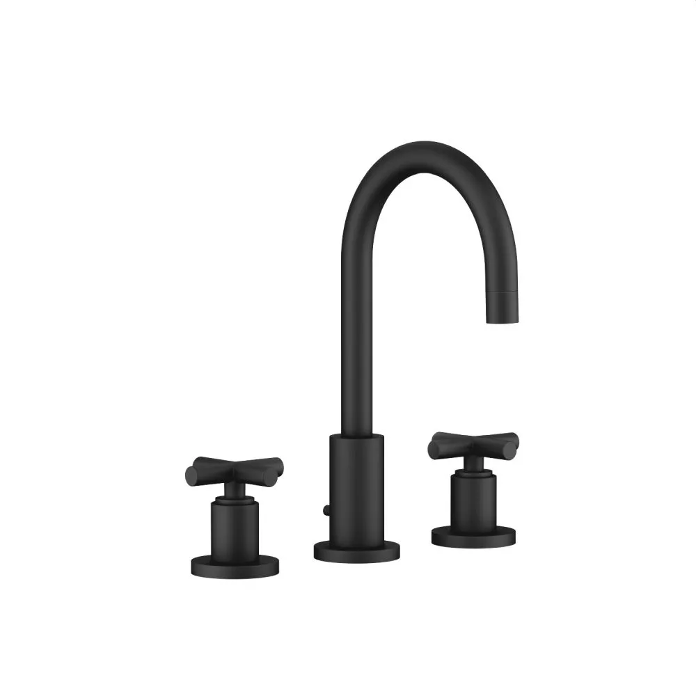 Dornbracht TARA Waschtisch-Dreilochbatterie mit Ablaufgarnitur, schwarz matt-20710892-33