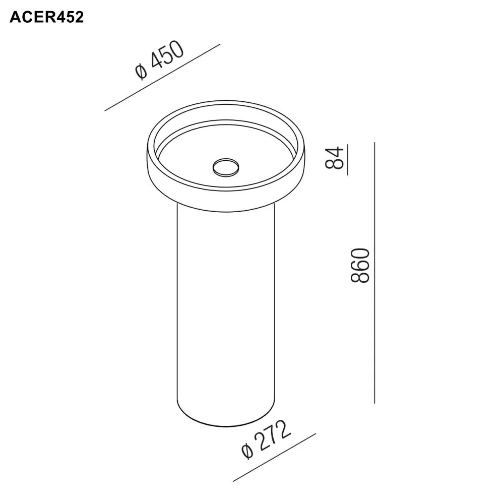 Agape CENOTE freistehendes Waschbecken aus Ton mit flachem Becken und Bodenablauf, Durchmesser: 45cm, inklusive Ablaufgarnitur, dunkler Ton, weitere Farben und als Wandablauf-Version auf Anfrage möglich - ACER0451FTSST