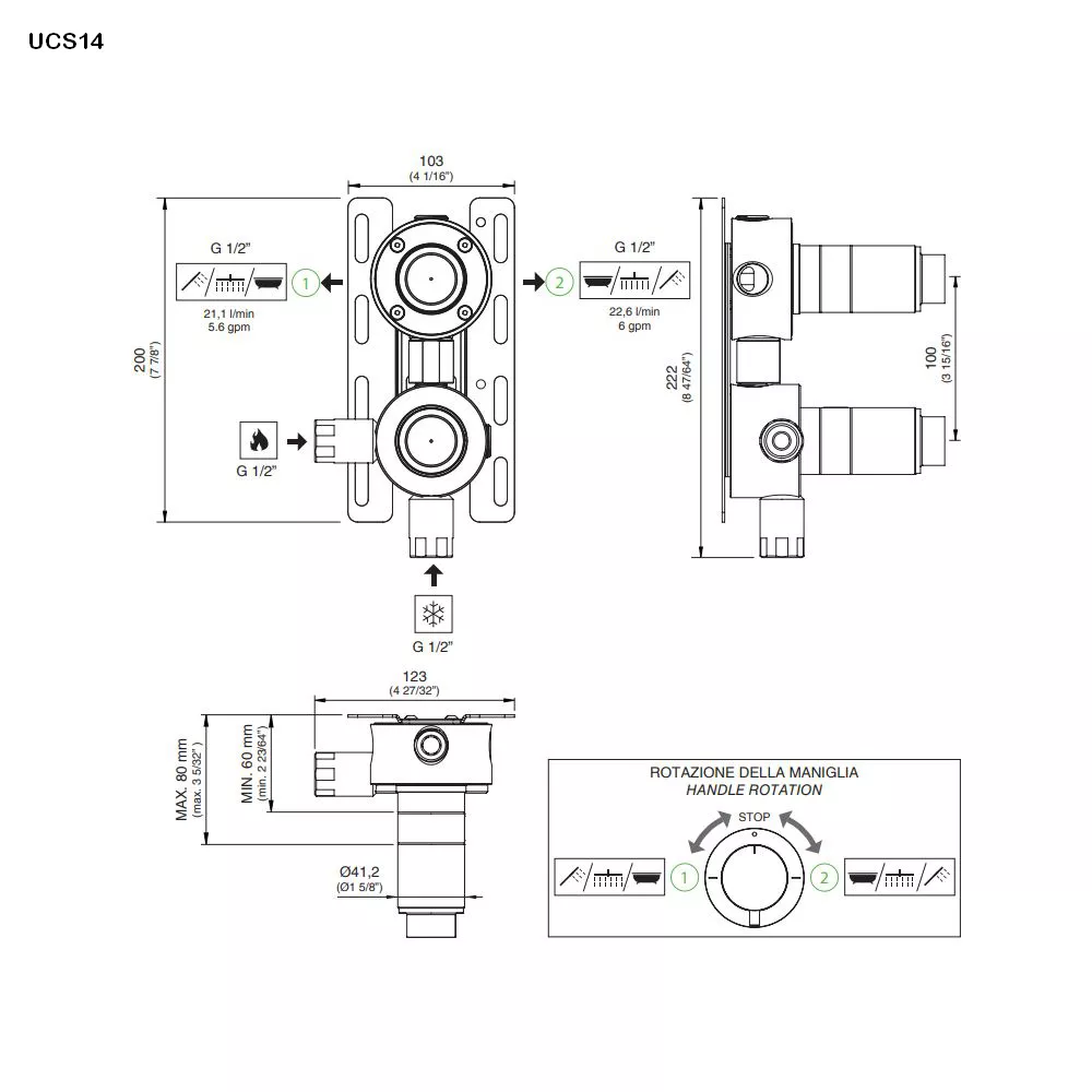 cea Unterputz-Einbauteil-Thermostat mit 2-Wege-Umstellung-UCS14