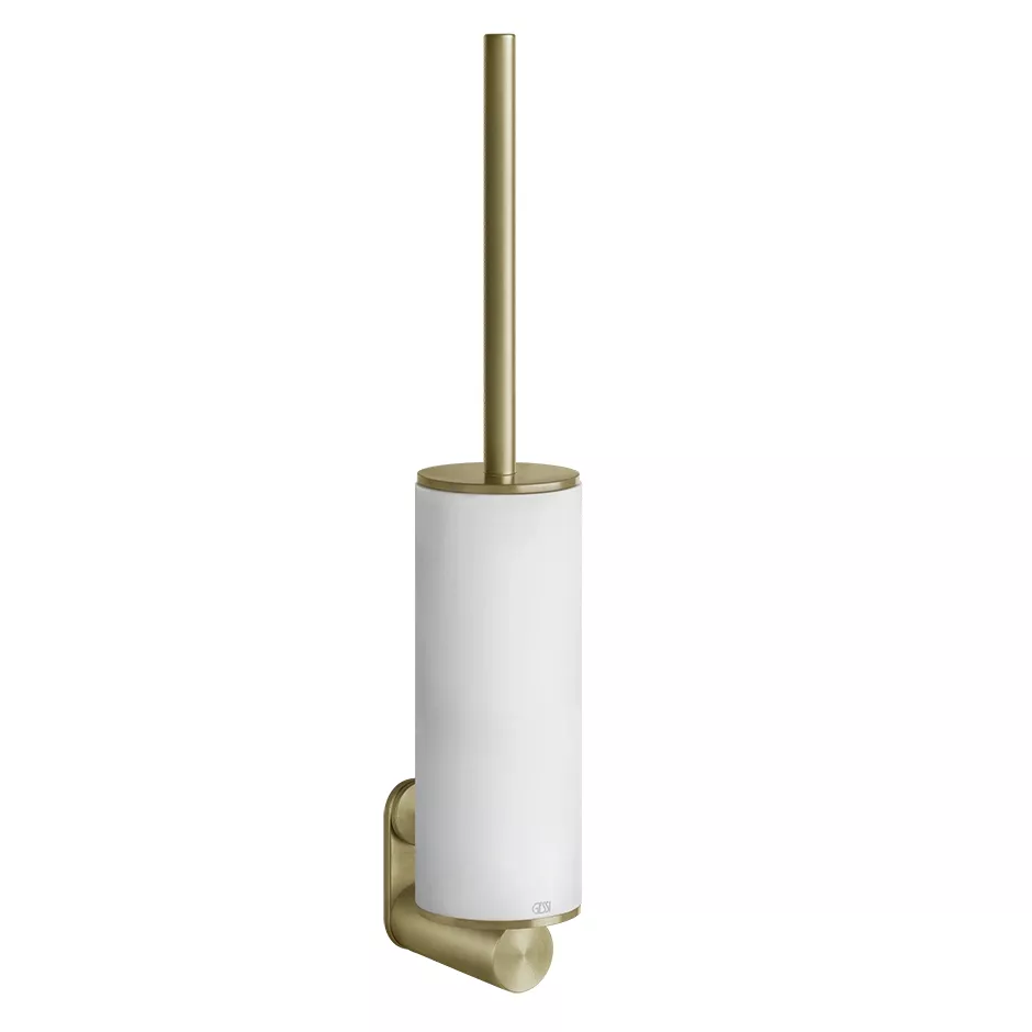 Gessi 316 WC-Bürstengarnitur mit weißem Behälter zur Wandmontage, messing gebürstet PVD - 54719727