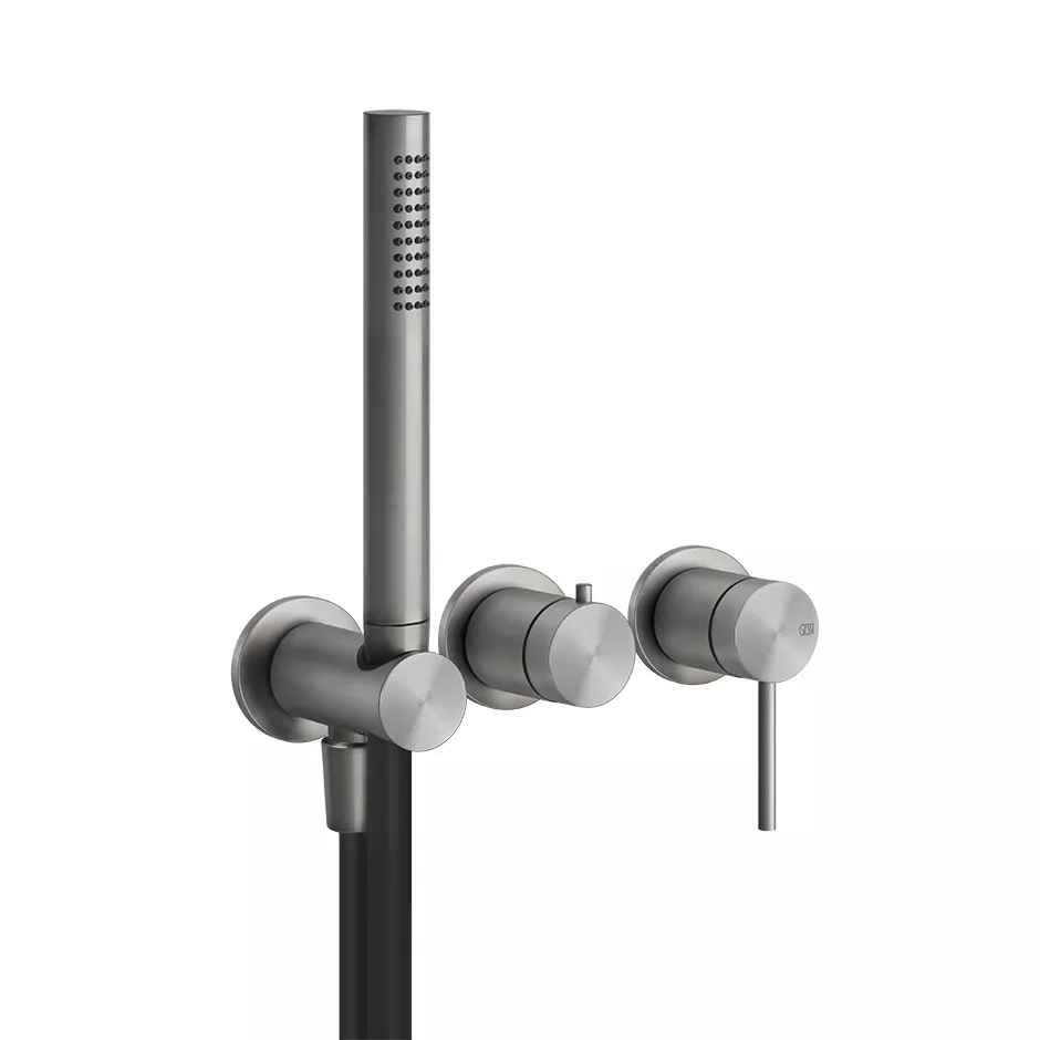 Gessi 316 Fertigmontageset für Einhebelmischer mit Antikalk-Handbrause zur Wandmontage, 2-Wege Umlenkkartusche, Schlauch 1,50m, mit Wandanschlussbogen und Halterung, edelstahl matt gebürstet - 54039239 Gessi 316 Fertigmontageset für Einhebelmischer mit Antikalk-Handbrause zur Wandmontage, 2-Wege Umlenkkartusche, Schlauch 1,50m, mit Wandanschlussbogen und Halterung, edelstahl matt gebürstet - 54039239