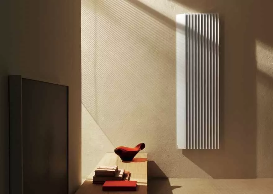 Tubes Radiatori Step-by-Step elektrischer Design-Heizkörper mit Standard-Halterung, Höhe: 120cm, doppelt, Flügel rechts, wrinkled grey aluminium nach RAL9007-SBS2E#DX120ST907RW5