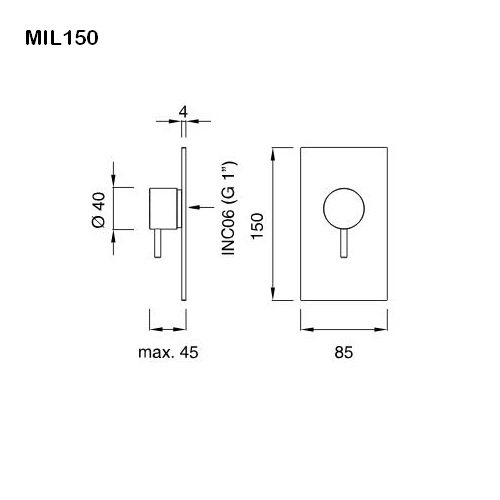 cea MIL 150 Wand-Absperrventil, high water flow, edelstahl satiniert-MIL150S
