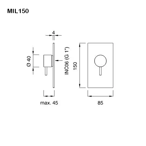 cea MIL 150 Wand-Absperrventil, high water flow, edelstahl satiniert-MIL150S
