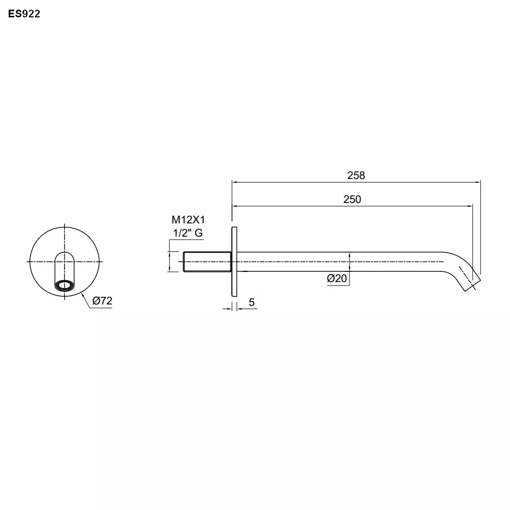 antoniolupi ESSENTIA Wand-Waschtisch-Auslauf, gebogen-ES922SA