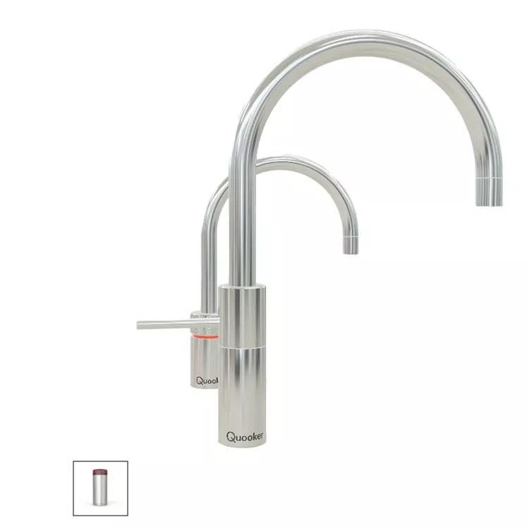 Quooker Nordic Round Twintaps Mischbatterie und Kochendwasserspender-22NRCHRTT Quooker Nordic Round Twintaps Mischbatterie und Kochendwasserspender-22NRCHRTT