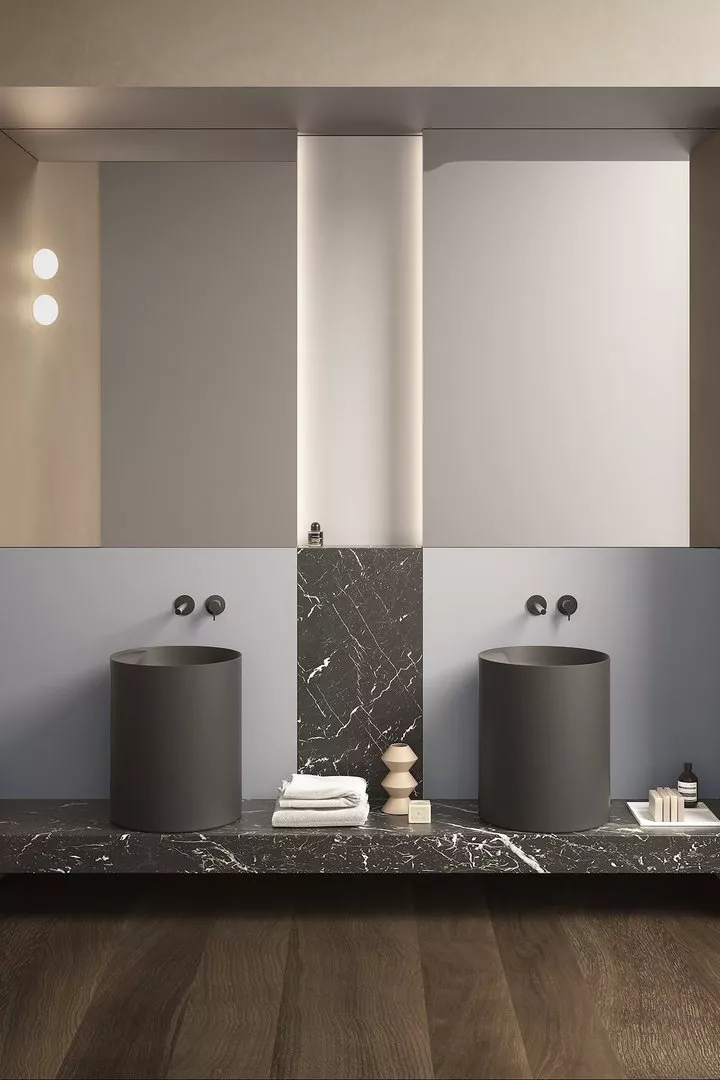 antoniolupi SIMPLO Aufsatzbecken aus Colormood®, Höhe: 40cm, Durchmesser: 45cm, ohne Hahnloch, lackiert nach antoniolupi Farbkarte-SIMPLO4540-CO-DIV-0-0